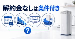 「解約金なし」は条件付きです。無条件のものはほぼありません